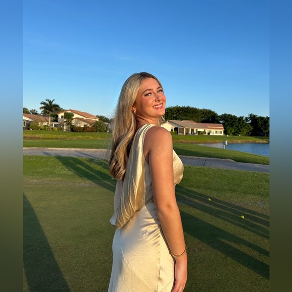 MESHKI champagne Satin dress - Picture 2 of 2